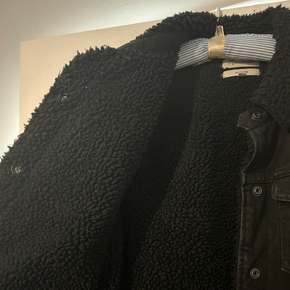 Madewell Shearling Lined Trucker Jacket Oversized Medium - Picture 3 of 5